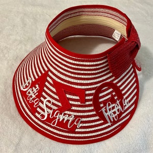 Delta Sigma Theta Red and White With Large Logo Sun Visor