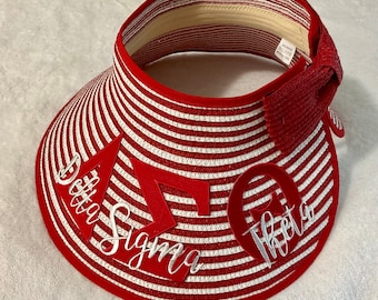 Delta Sigma Theta Red and White With Large Logo Sun Visor