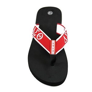 Delta Sigma Theta Flip Flops With Draw String Shoe Bag—RUNS SHORT—Please order 2 to 2.5 sizes larger than normal.