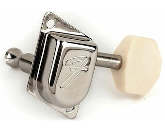 Fender 65 Mustang Reissue Tuning Machines for Acoustic and Bluegrass Guitar, Nickel with Cream Buttons