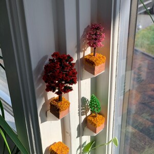 CLEARANCE SALE Miniature Wall Hanging, Mini Pedestal & Tree Detail, Flower Trinket, Home Embellishment, Fall Style No.03