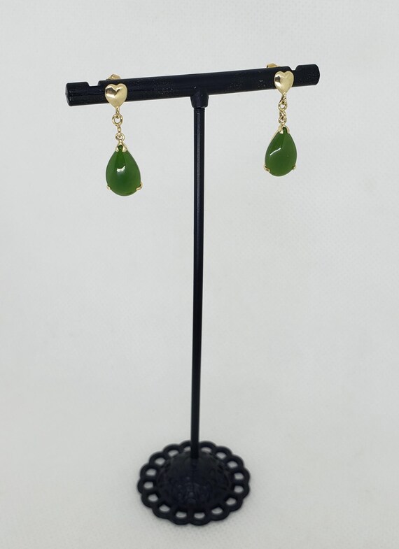 Vintage  Statement 14kt Solid Yellow Gold Green J… - image 9