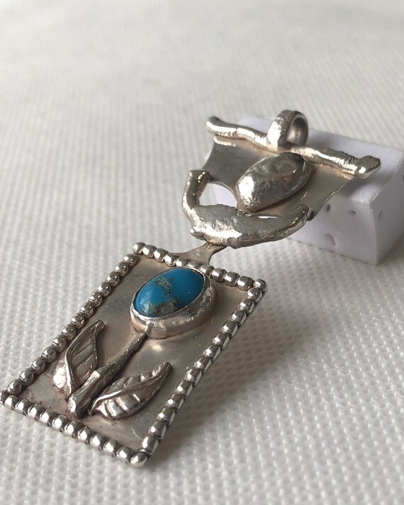 Vintage Artisan One Of A Kind Silver and Turquois… - image 7