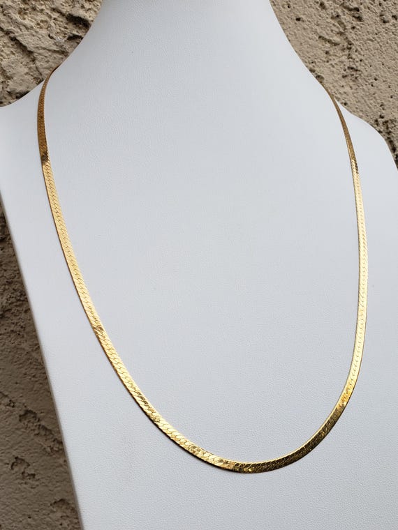 Vintage Statement Herringbone Necklace Genuine 14… - image 16