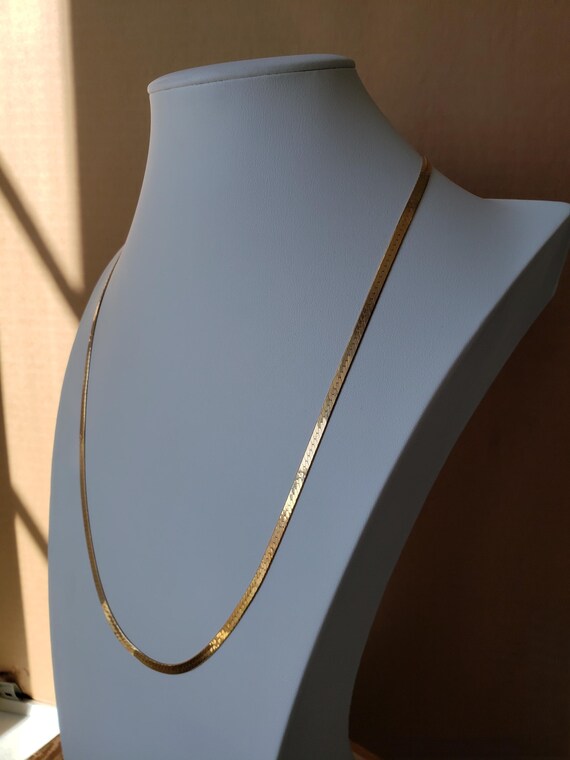 Vintage Statement Herringbone Necklace Genuine 14… - image 6
