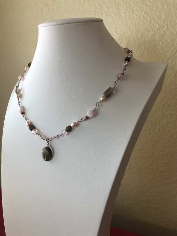 Statement Vintage Multi Stone Mixed Pink Rose Qua… - image 1