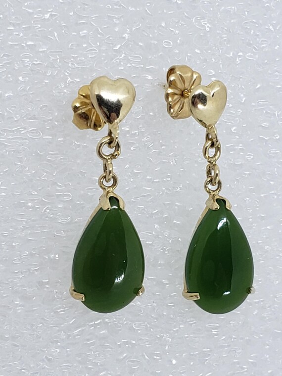 Vintage  Statement 14kt Solid Yellow Gold Green J… - image 6