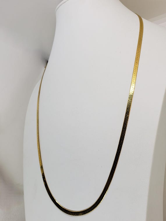 Vintage Statement Herringbone Necklace Genuine 14… - image 15
