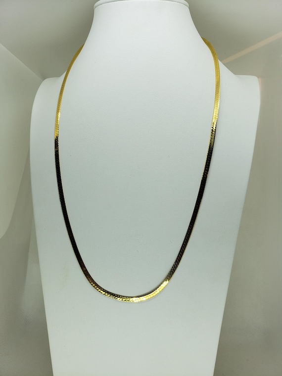 Vintage Statement Herringbone Necklace Genuine 14… - image 13