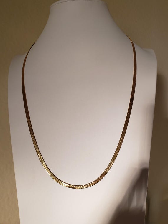 Vintage Statement Herringbone Necklace Genuine 14… - image 12
