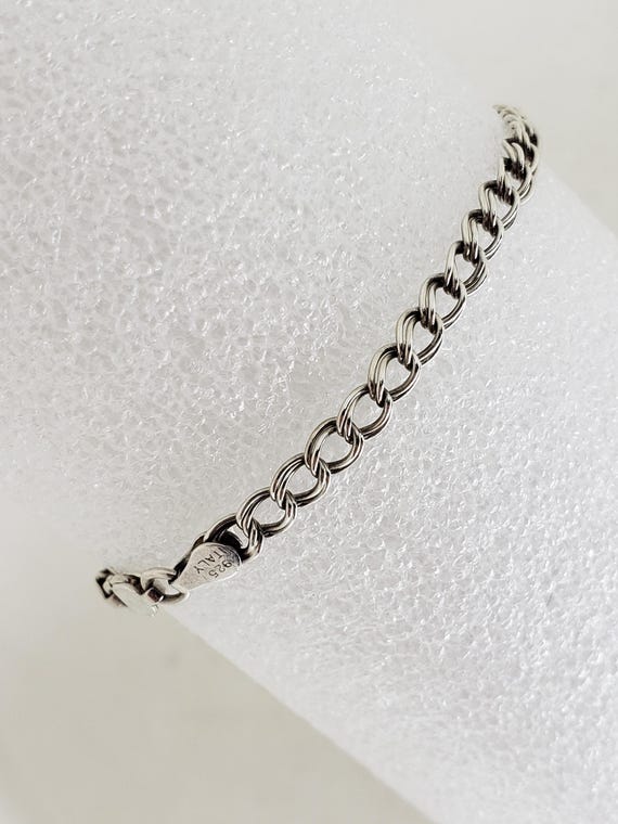 Vintage Italian 925 Sterling Silver Double Curb Link Bracelet 4.5 VINTAGE silver bracelet / italy 925