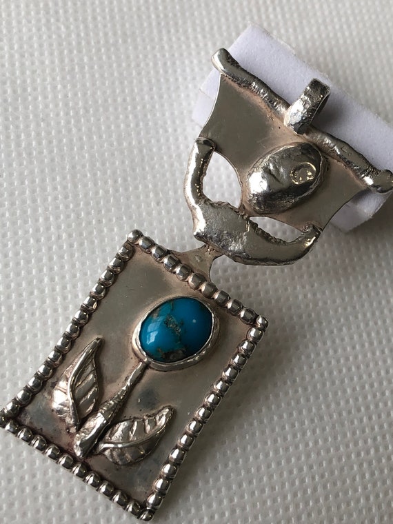 Vintage Artisan One Of A Kind Silver and Turquois… - image 5