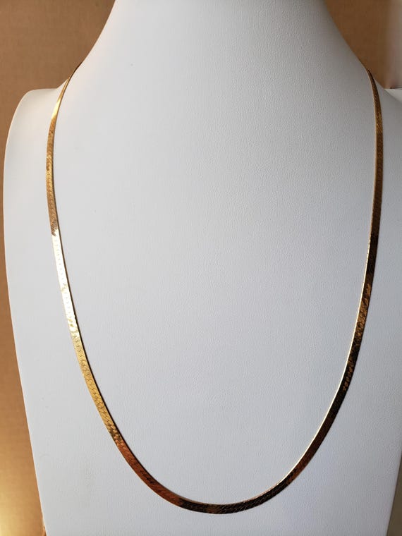 Vintage Statement Herringbone Necklace Genuine 14… - image 9