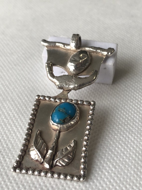 Vintage Artisan One Of A Kind Silver and Turquois… - image 4