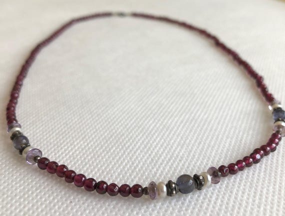 Statement Vintage Multi Stone Mixed Red Garnet Qu… - image 1