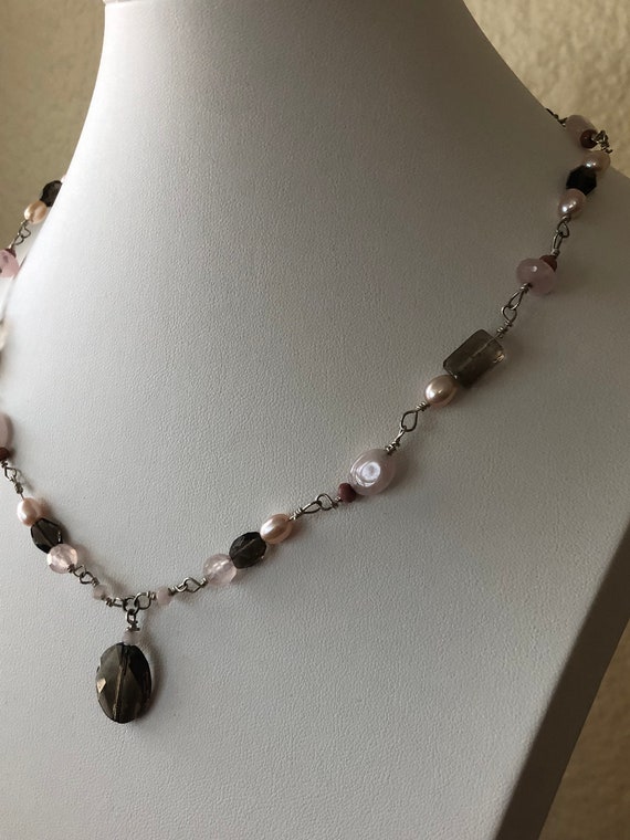 Statement Vintage Multi Stone Mixed Pink Rose Qua… - image 9