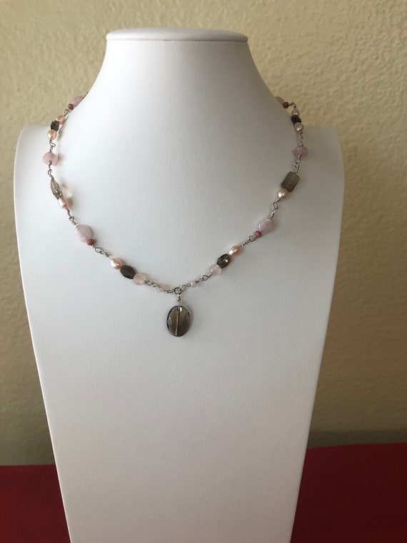 Statement Vintage Multi Stone Mixed Pink Rose Qua… - image 3