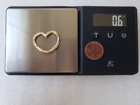 14k Yellow Gold Double Heart Charm - Textured & Polished, 15mm, Chain Not Included - View #10