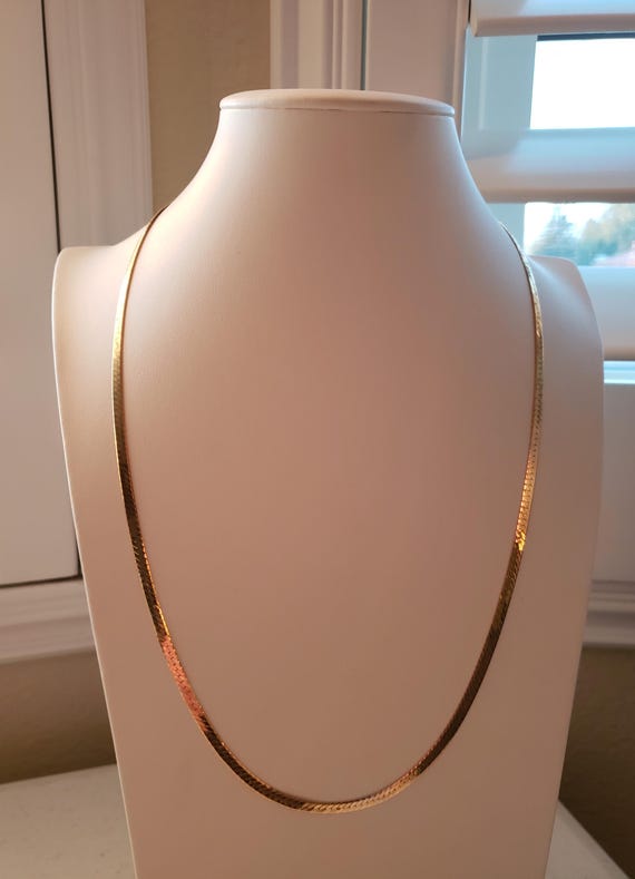 Vintage Statement Herringbone Necklace Genuine 14… - image 19
