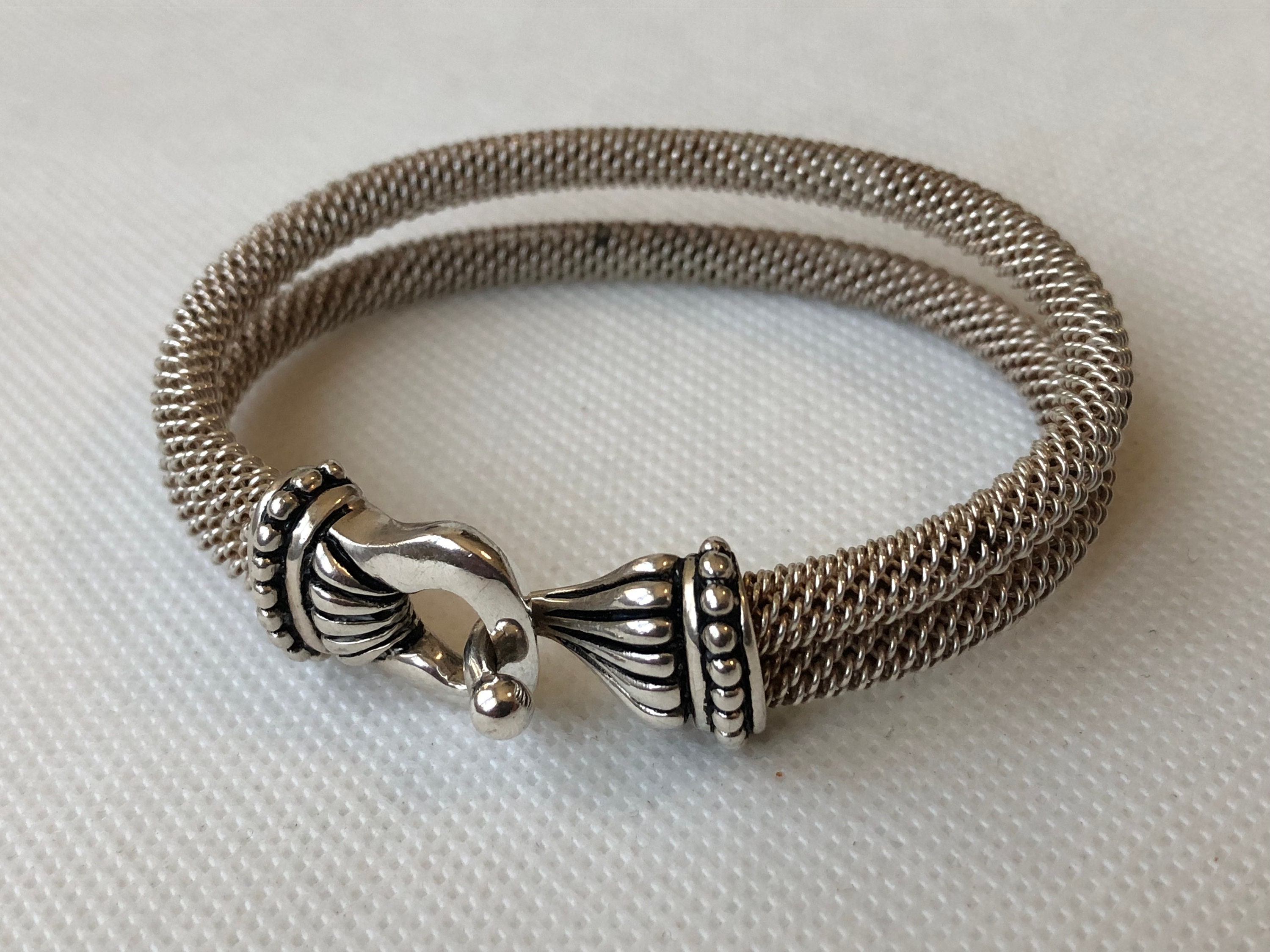 Long Wave Native American Navajo Sterling Silver Snake Skin Bracelet Long Wave Native American Navajo Sterling Silver Snake Skin Bracelet