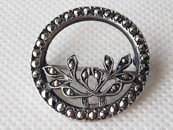 Vintage Elegant Art Deco UNCAS 925 Sterling Silver Marcasite  display picture 1