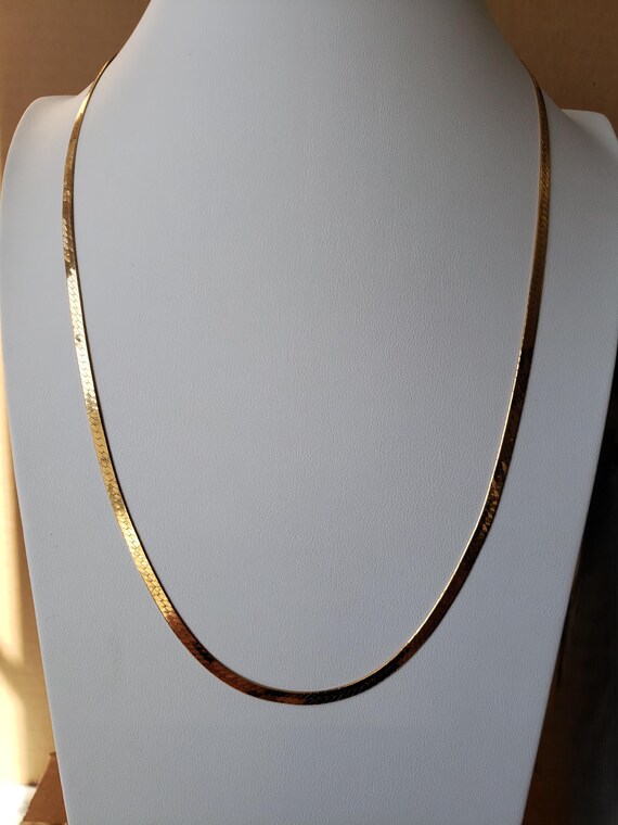 Vintage Statement Herringbone Necklace Genuine 14… - image 7