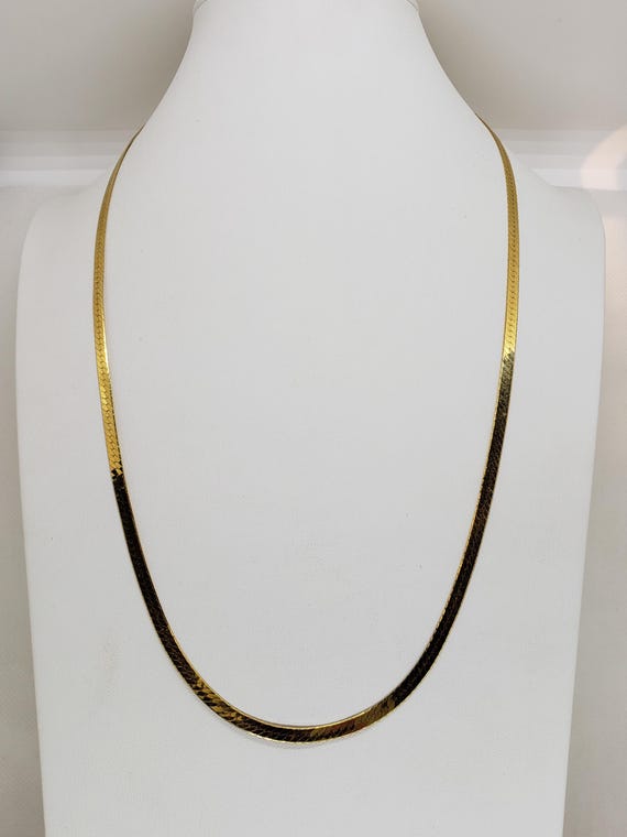 Vintage Statement Herringbone Necklace Genuine 14… - image 17