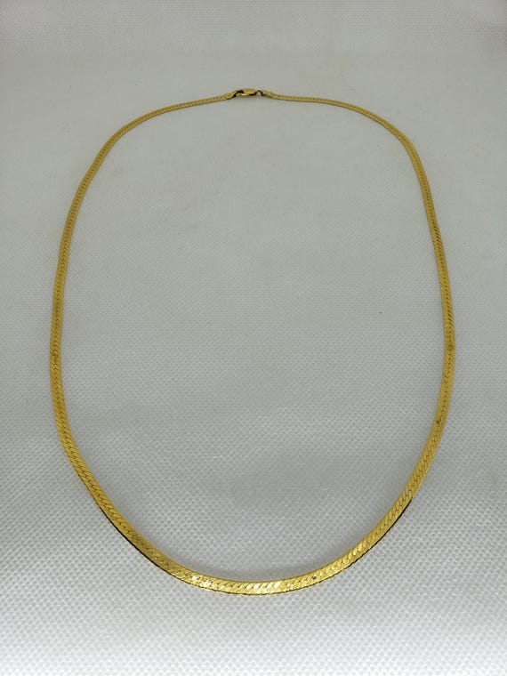 Vintage Statement Herringbone Necklace Genuine 14… - image 3