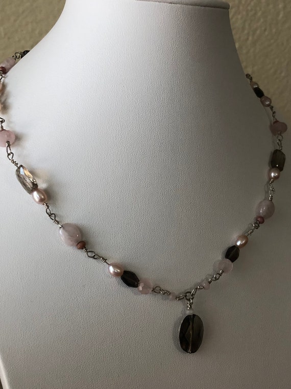 Statement Vintage Multi Stone Mixed Pink Rose Qua… - image 5