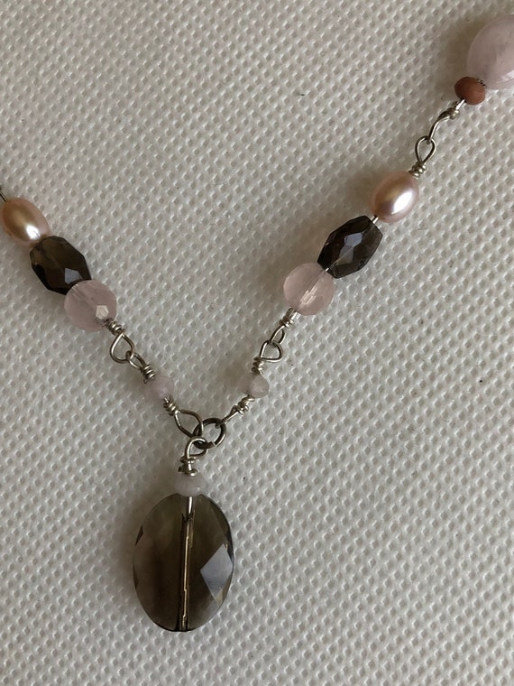 Statement Vintage Multi Stone Mixed Pink Rose Qua… - image 2