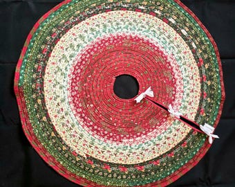 Vermont handgemaakt gewatteerd jelly roll-tapijt - kerstboomrok