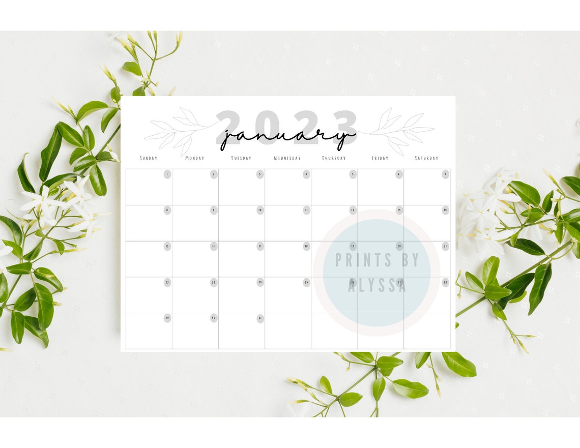 Printable January 2023 Minimalist Calendar Blank Monthly - Etsy Singapore