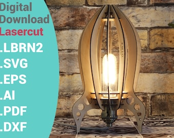 Wooden lamp for children, Wooden living room lamp, Rocket lamp | Digital download laser cut | dxf/pdf/svg/ai/eps/lbrn2