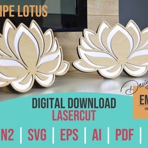 Lotus flower lamp, Japanese wooden lamp, night light, room decoration, lotus lamp | Digital download Lasercut | dxf/pdf/svg/ai/eps/lbrn