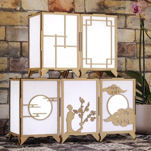 Lampada giapponese in legno tagliato al laser, artigianato fatto a mano, personalizzazione, decorazione della camera dei bambini, soggiorno, zen, Giappone