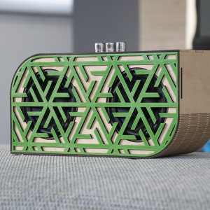 Altavoz bluetooth, altavoz bluetooth de madera, altavoz bluetooth de madera, corte láser, grabado láser, música, madera, regalo