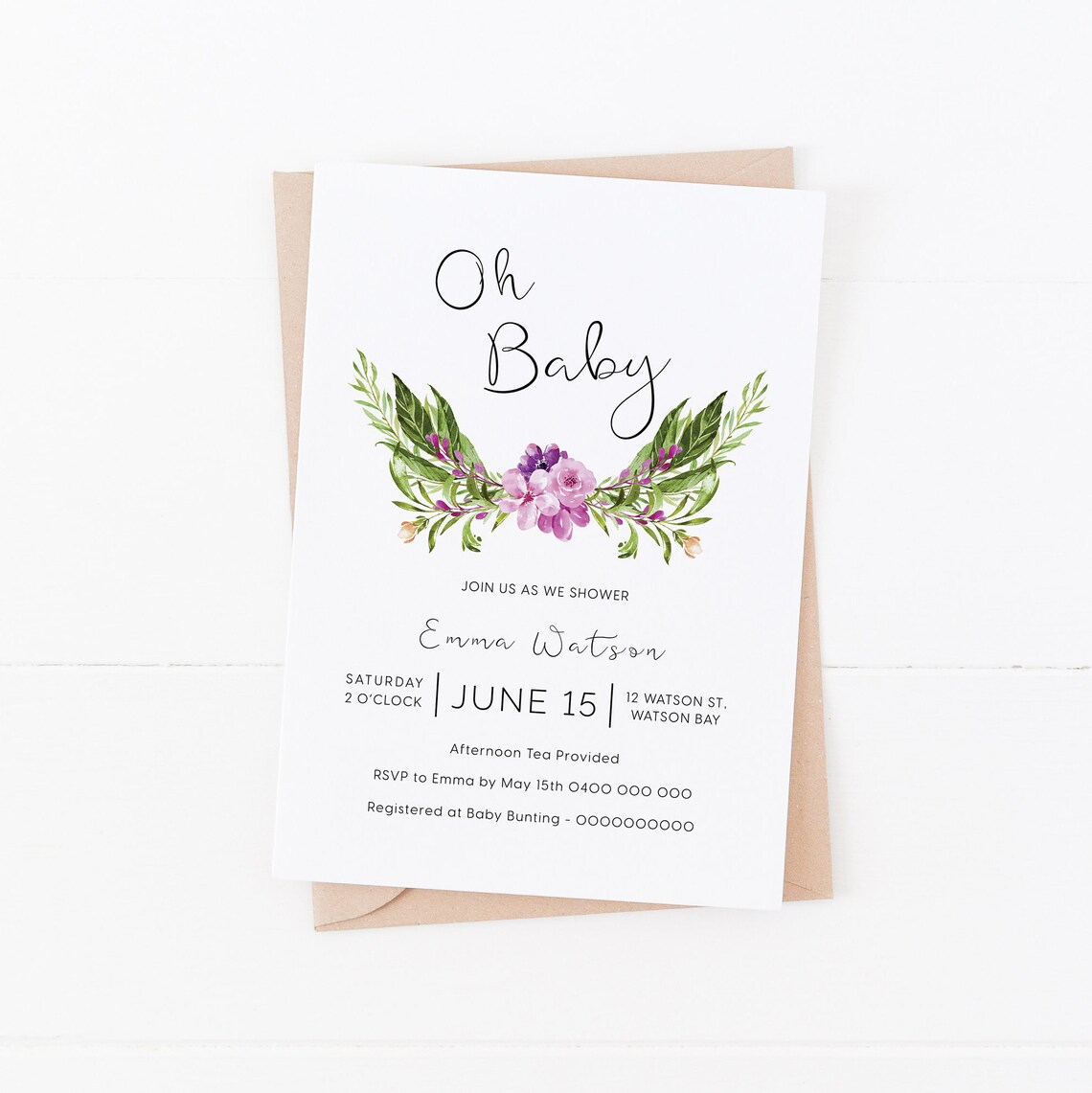 PRINTABLE BABY SHOWER Floral Baby Shower Baby Shower Invitation - Etsy