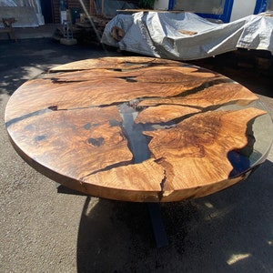 Round Dining Table, Custom 72” Diameter Round Table, Walnut Clear Epoxy Table, Epoxy Resin Table, Custom Order for Taylor M
