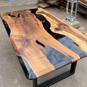 Custom Epoxy Resin Table, 72” x 40” Walnut Black Table, Epoxy Table, Unique Resin Epoxy Table, Custom Order for Becky Dd