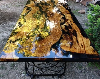 Olive Wood Epoxy Table, Olive Wood Table, Epoxy Dining Table, Epoxy Resin Table, Live Edge Table, Made to Order Custom Table