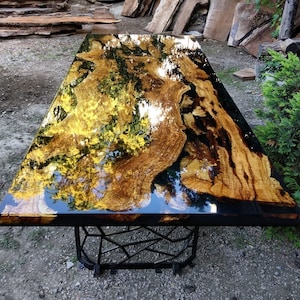 Olive Wood Epoxy Table, Olive Wood Table, Epoxy Dining Table, Epoxy Resin Table, Live Edge Table, Made to Order Custom Table