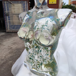 Epoxy Resin Sculpture, Sculpture Art, Female Sculpture, Body Sculpture, Handmade Sculpture, Clear Epoxy, Dried Flowers, Epoxy Art