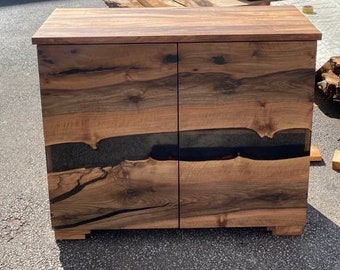 Custom 105cm x 25cm x 80cm Walnut Table, Wood Epoxy Resin Credenza, Walnut Epoxy Accent Cabinet, Epoxy Server, Epoxy Credenza for Chedburn