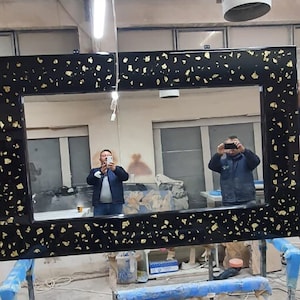 Epoxy Mirror, Custom 84” x 54&quot; Gold Leaf. Mirror, Black Epoxy Mirror, Custom Order for Evyn