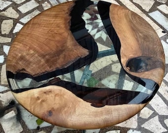 Round Epoxy Coffee Table, Walnut Coffee Table, Epoxy Coffee Table, Epoxy Resin Table, Live Edge Table, Made to Order Custom