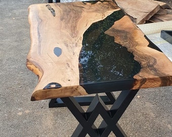 Epoxy Coffee Table, Unique Coffee Table, Epoxy Resin Table, Custom 47” x 27” Walnut Table, Live Edge Coffee Table for Meredith
