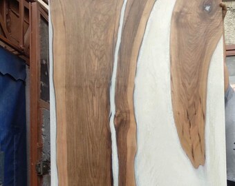 Custom 83"x 44" Walnut Pearl White Epoxy Table, Walnut Table, Epoxy Resin Table, Epoxy Dining Table, Live Edge Table for Kim