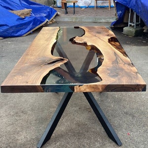Walnut Dining Table, Epoxy Dining Table, Epoxy Resin Table, Custom 72” x 36” Walnut Clear Epoxy Table, River Table Order for Dionne S