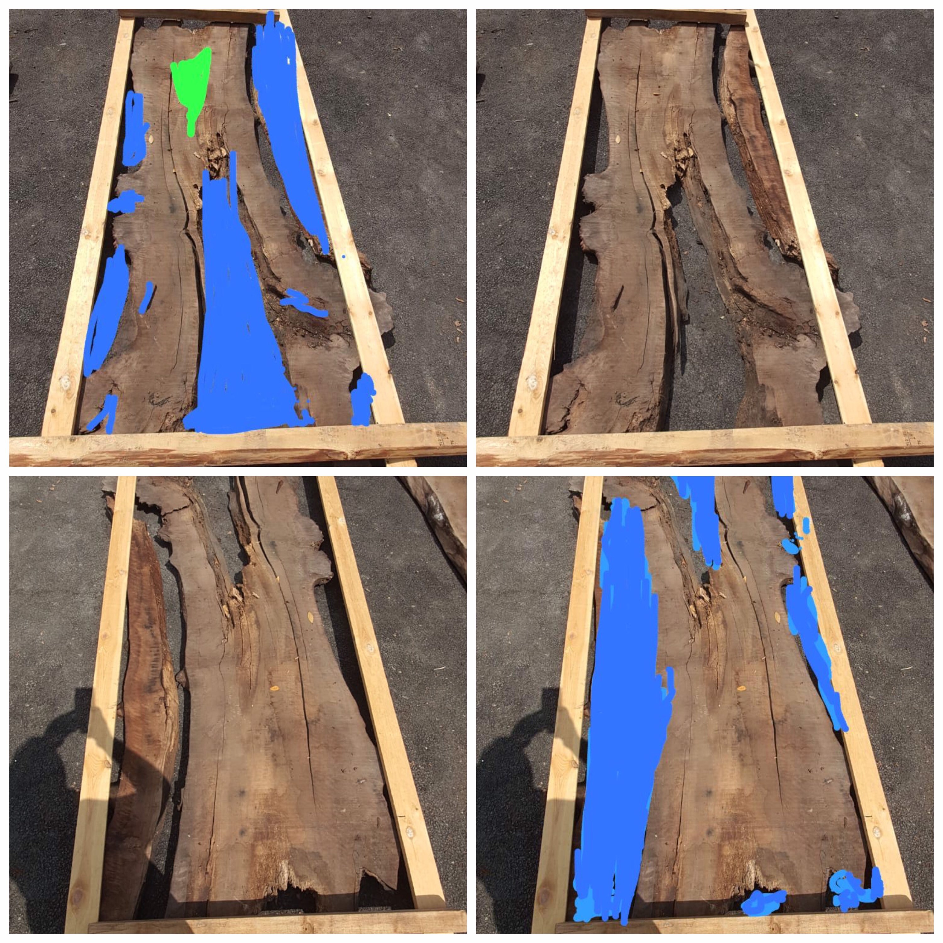 Live Edge Table, Custom 96” X 36” Walnut Deep Ocean Blue Live Edge Table, Custom 96” X 36” Walnut Deep Ocean Blue