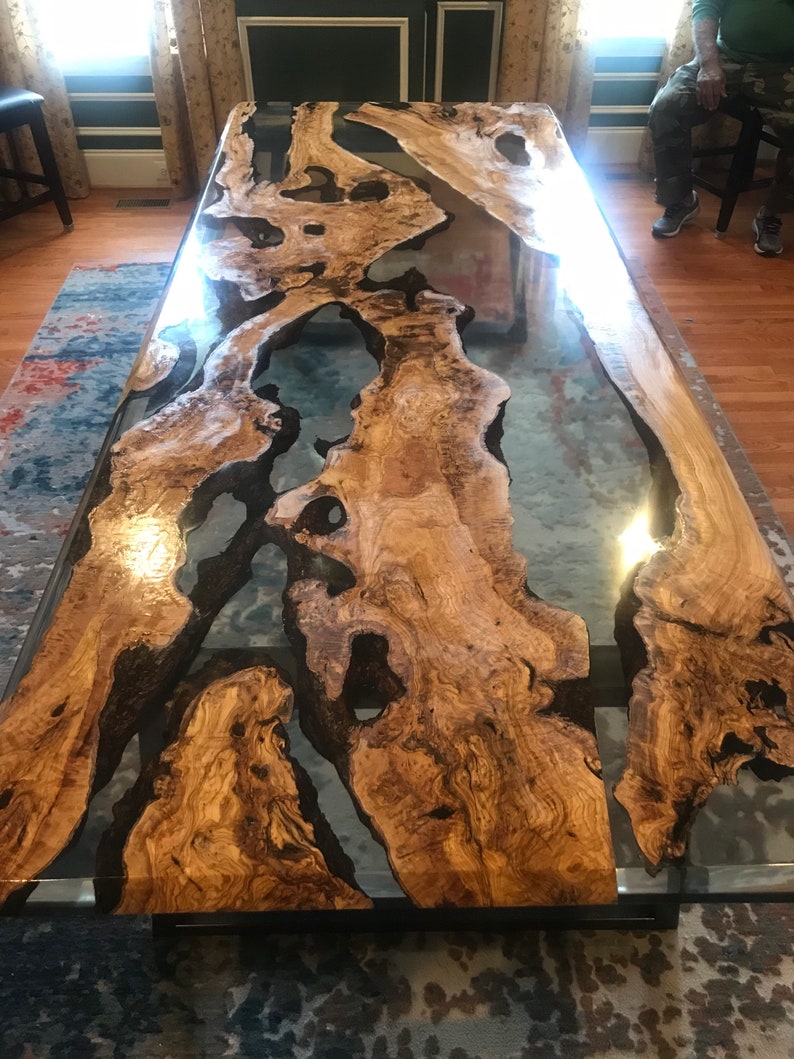 Olive Wood Epoxy Table Custom 108 X 42 Olive Wood Table Etsy